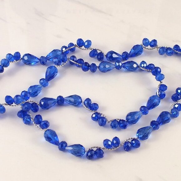 Cobalt Blue Dazzling Bead Long Necklace - Picture 2 of 8